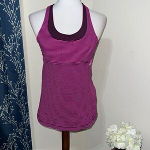 Lululemon Stuff Your Bra Tank II Raspberry Thick Straps Built-In Bra Stripes